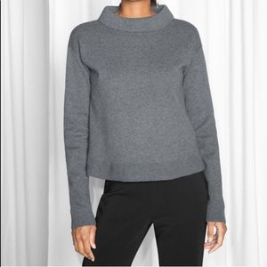 & Other Stories Gray Mock Neck Wool Blend Sweater